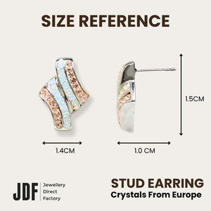 Elegance Twist Earrings with Crystals from Europe, Crystal Earrings, Size Reference, Crystals from Europe, One-Year Warranty - Jewellery Direct Factory in alabaster background