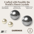 Elegant 12mm Pearl Stud Earrings with Crystals from Europe, Crystal Earrings, Silver, White, Crystals from Europe, One-Year Warranty - Jewellery Direct Factory in alabaster background