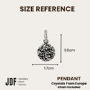 Elegant Dome Pendant with Crystal From Europe, Crystal Pendant, Size Reference, Crystal From Europe, One-Year Warranty - Jewellery Direct Factory in alabaster background