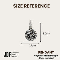 Elegant Dome Pendant with Crystal From Europe, Crystal Pendant, Size Reference, Crystal From Europe, One-Year Warranty - Jewellery Direct Factory in alabaster background