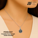Elegant Dome Pendant with Crystal From Europe, Crystal Pendant, Worn by Woman Model, Crystal From Europe, One-Year Warranty - Jewellery Direct Factory in alabaster background