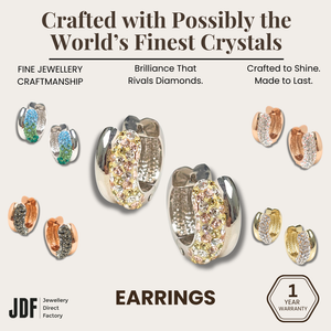Elegant Double Circle Stud Earrings with Crystals from Europe, Crystal Earrings, White, Green, Gold, Rose Gold, Gray, Crystals from Europe, One-Year Warranty - Jewellery Direct Factory in alabaster background