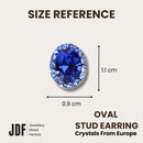 Elegant Oval Stud Earrings with Crystals from Europe, Crystal Earrings, Size Reference, Crystals from Europe, One-Year Warranty - Jewellery Direct Factory in alabaster background