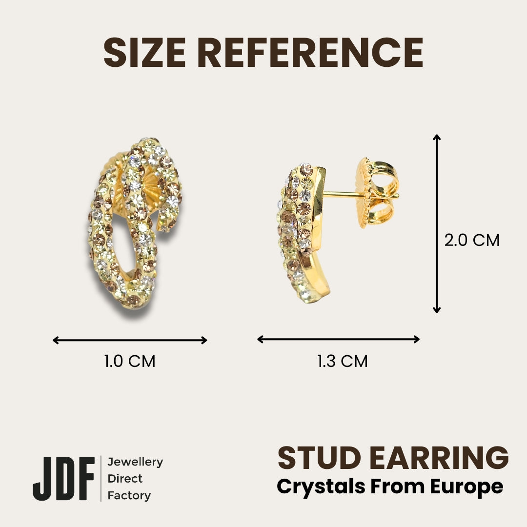 Elegant Serpentine Earrings with Crystals from Europe, Crystal Earrings, Size Reference, Crystals from Europe, One-Year Warranty - Jewellery Direct Factory in alabaster background