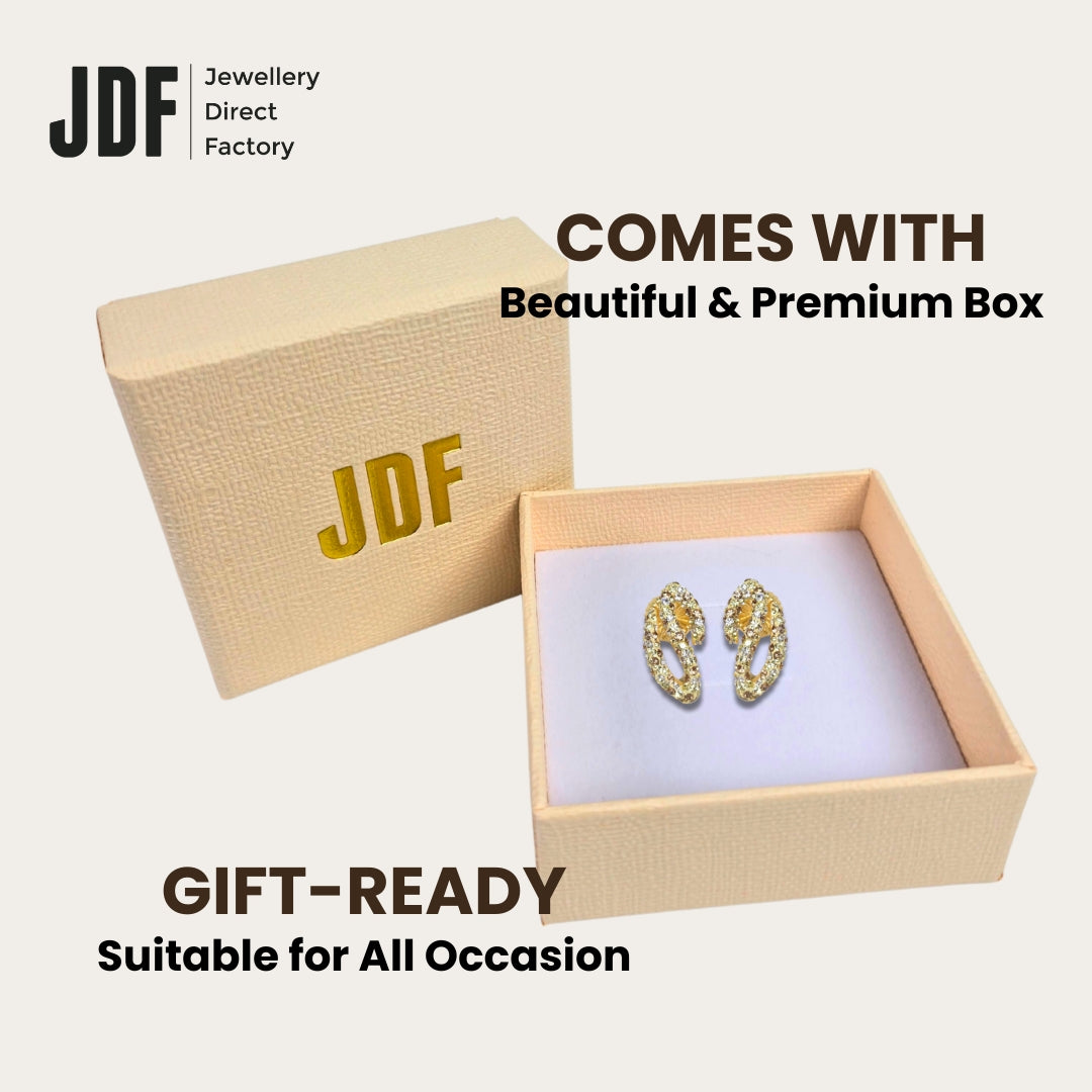 Elegant Serpentine Earrings with Crystals from Europe, Crystal Earrings, Packaging Display, Crystals from Europe, One-Year Warranty - Jewellery Direct Factory in alabaster background