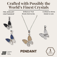 Elegant Sparkle Butterfly Pendant, Pendant, Gold, Black, Dark Blue, White, Crystals from Europe, One-Year Warranty - Jewellery Direct Factory in alabaster background