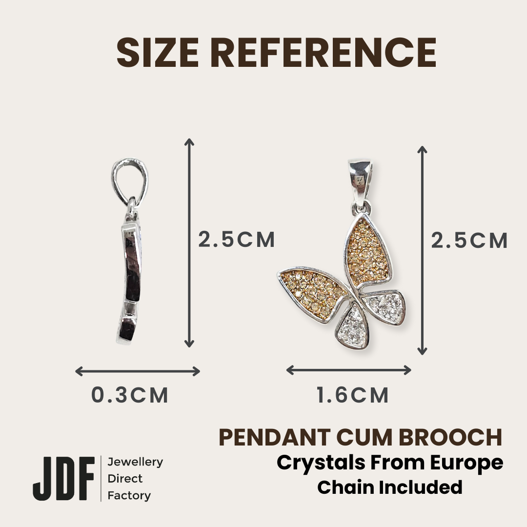 Elegant Sparkle Butterfly Pendant, Pendant, Size Reference, Crystals from Europe, One-Year Warranty - Jewellery Direct Factory in alabaster background