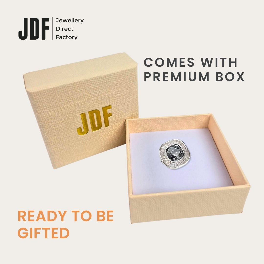 Elegant Square Brooch with Crystal From Europe, Brooch, Packaging Display, Crystals from Europe, One-Year Warranty - Jewellery Direct Factory in alabaster background