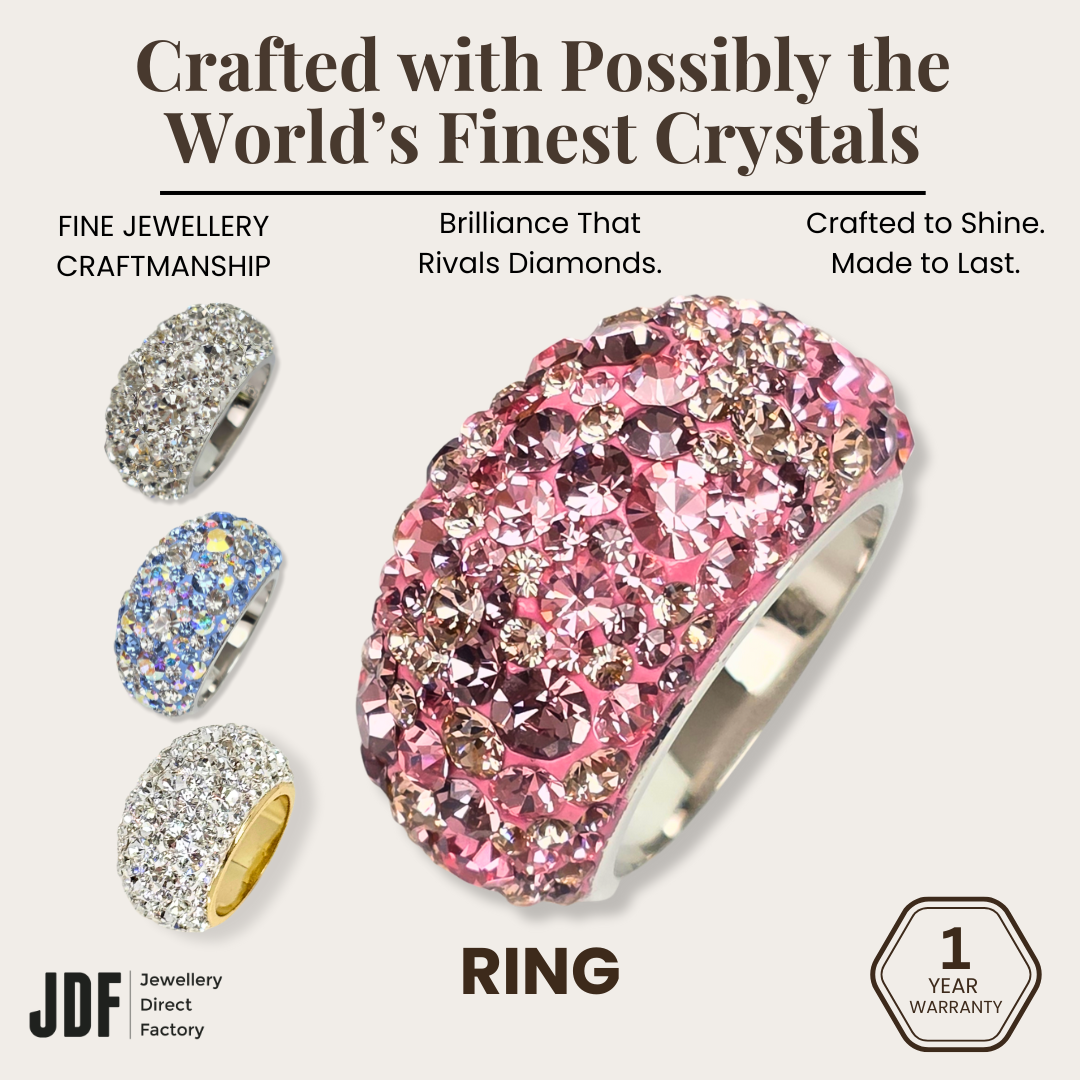 Exclusive Wide Band Ring with Crystals from Europe