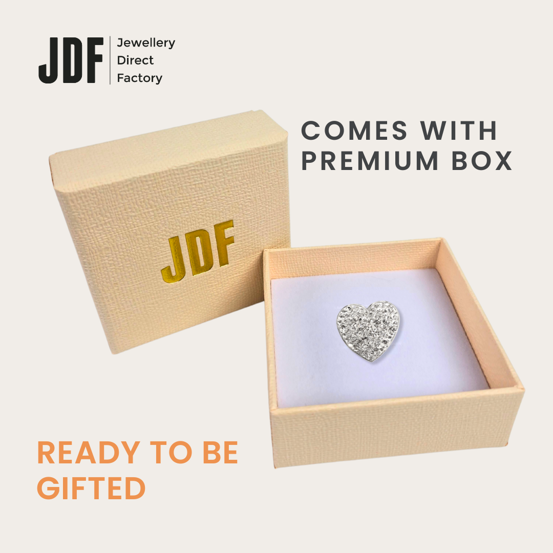 Exclusive Heart Brooch with Crystal from Europe, Brooch, Packaging Display, Crystals from Europe, One-Year Warranty - Jewellery Direct Factory in alabaster background