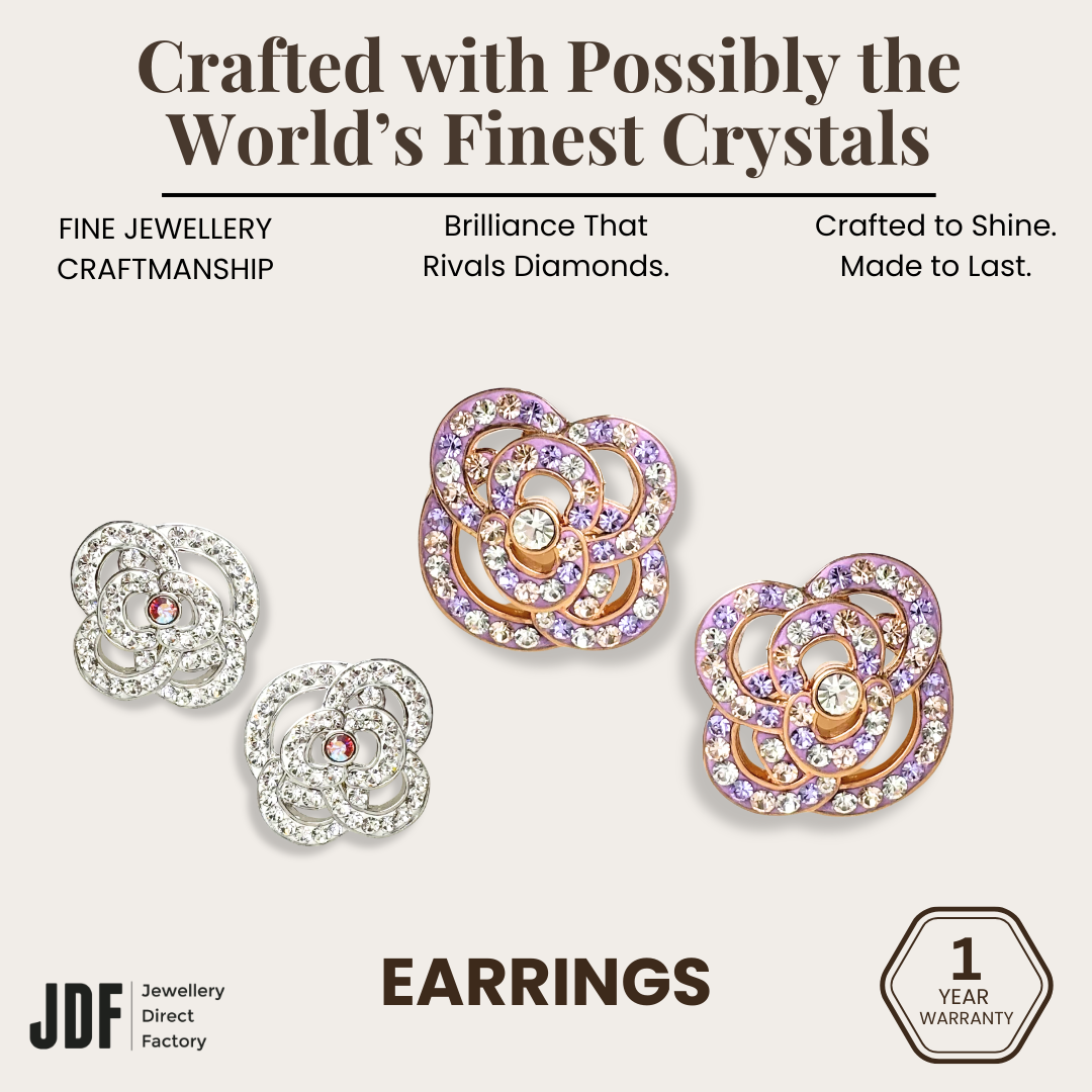 Flower Bold Earring with Crystal From Europe