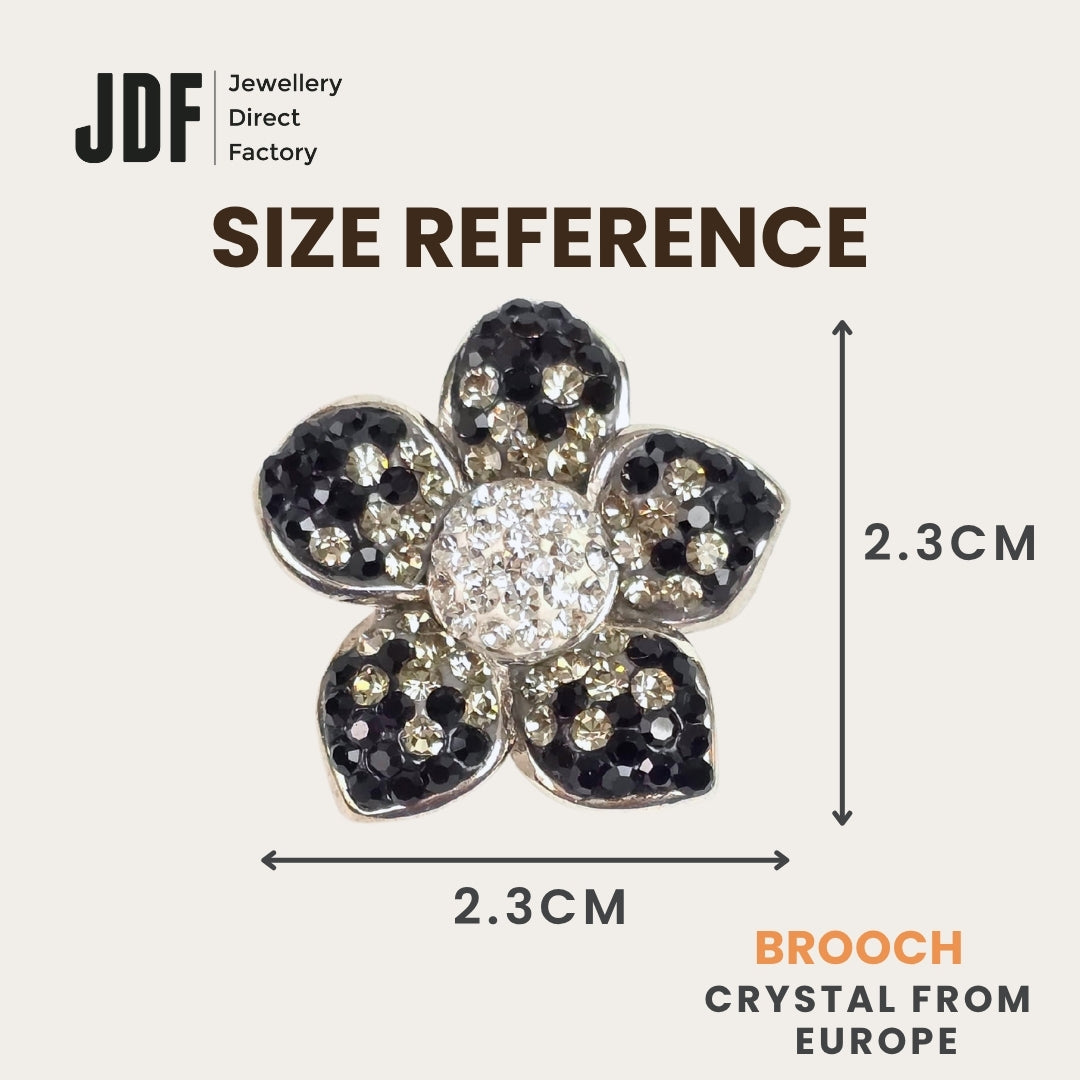 Flower Brooch with Crystals from Europe, Brooch, Size Reference, Crystals from Europe, One-Year Warranty - Jewellery Direct Factory in alabaster background