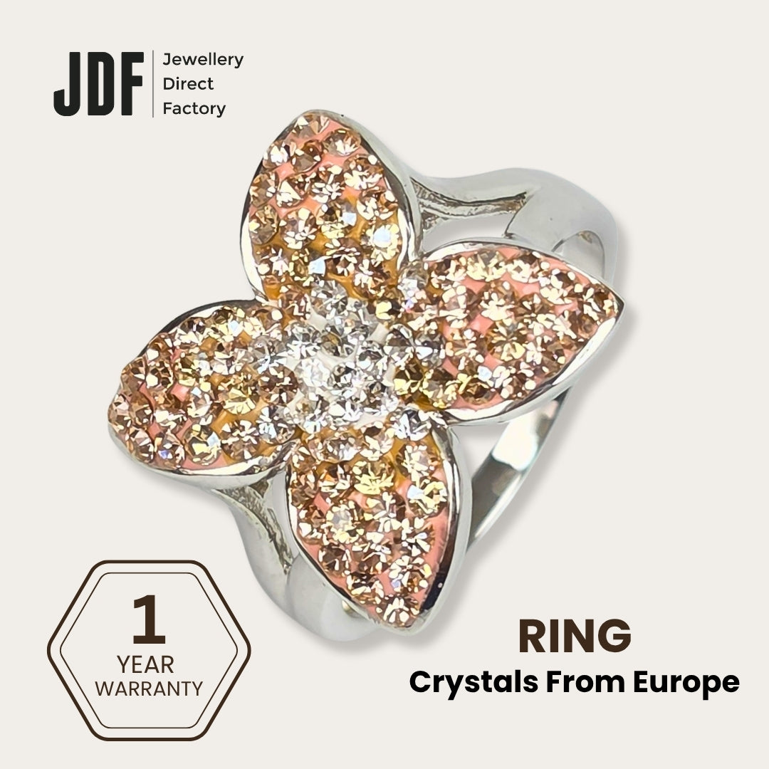 Queen Butterfly Ring with Crystals From Europe, Crystal Ring, Fuchsia, Crystals From Europe, One-Year Warranty - Jewellery Direct Factory in alabaster background