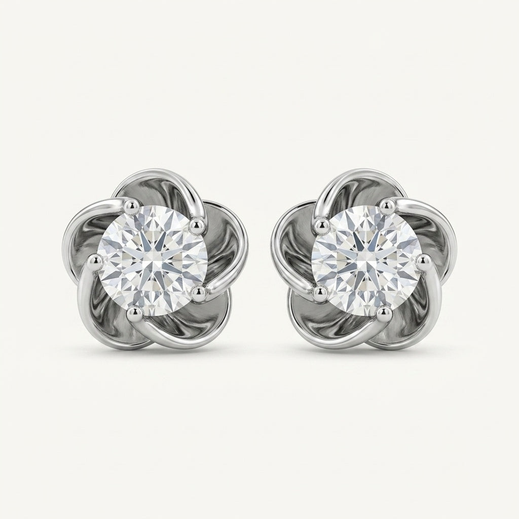 Flower-Shaped 18K Gold Earing