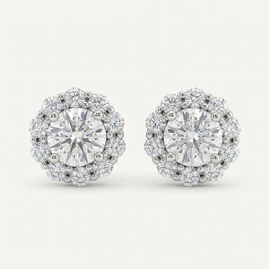 Halo-Style 18K Gold Earrings