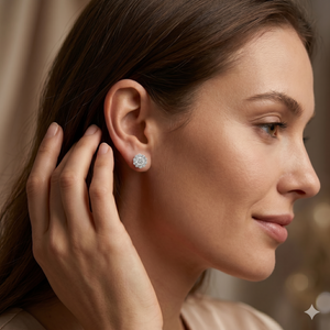 Halo-Style 18K Gold Earrings
