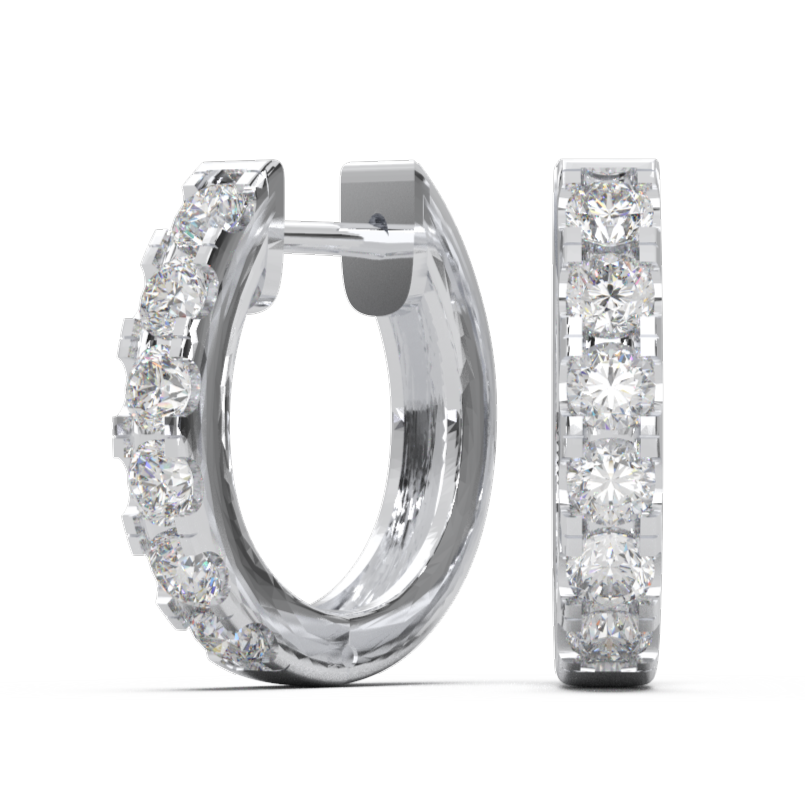 Minimalist Lab Diamond 2.0mm Hoop Earrings in 18K White Gold