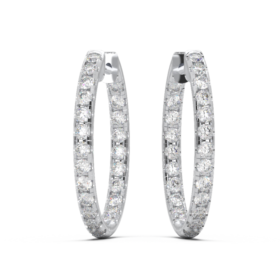 Inside-Out 2.0mm Full Lab Diamond Hoop Earrings in 18K Gold