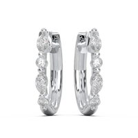 Petite Alterné Marquise & Round Lab Diamond Hoop Earrings in 18K Gold