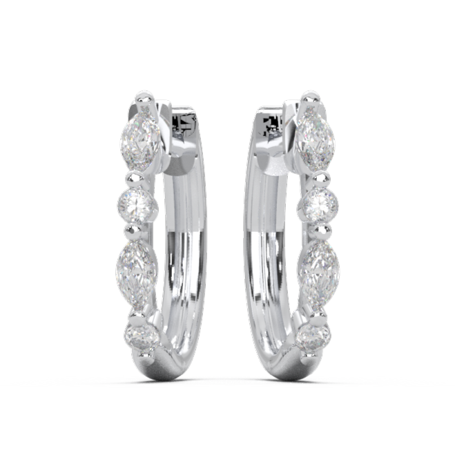 Petite Alterné Marquise & Round Lab Diamond Hoop Earrings in 18K Gold