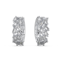 Petite 18K Gold Hoop Earrings with Asymmetric Baguette Lab Diamonds