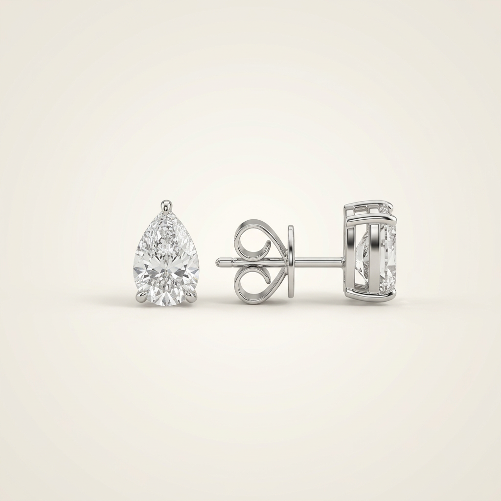 Pear Cut 18K Lab Diamond Earstud