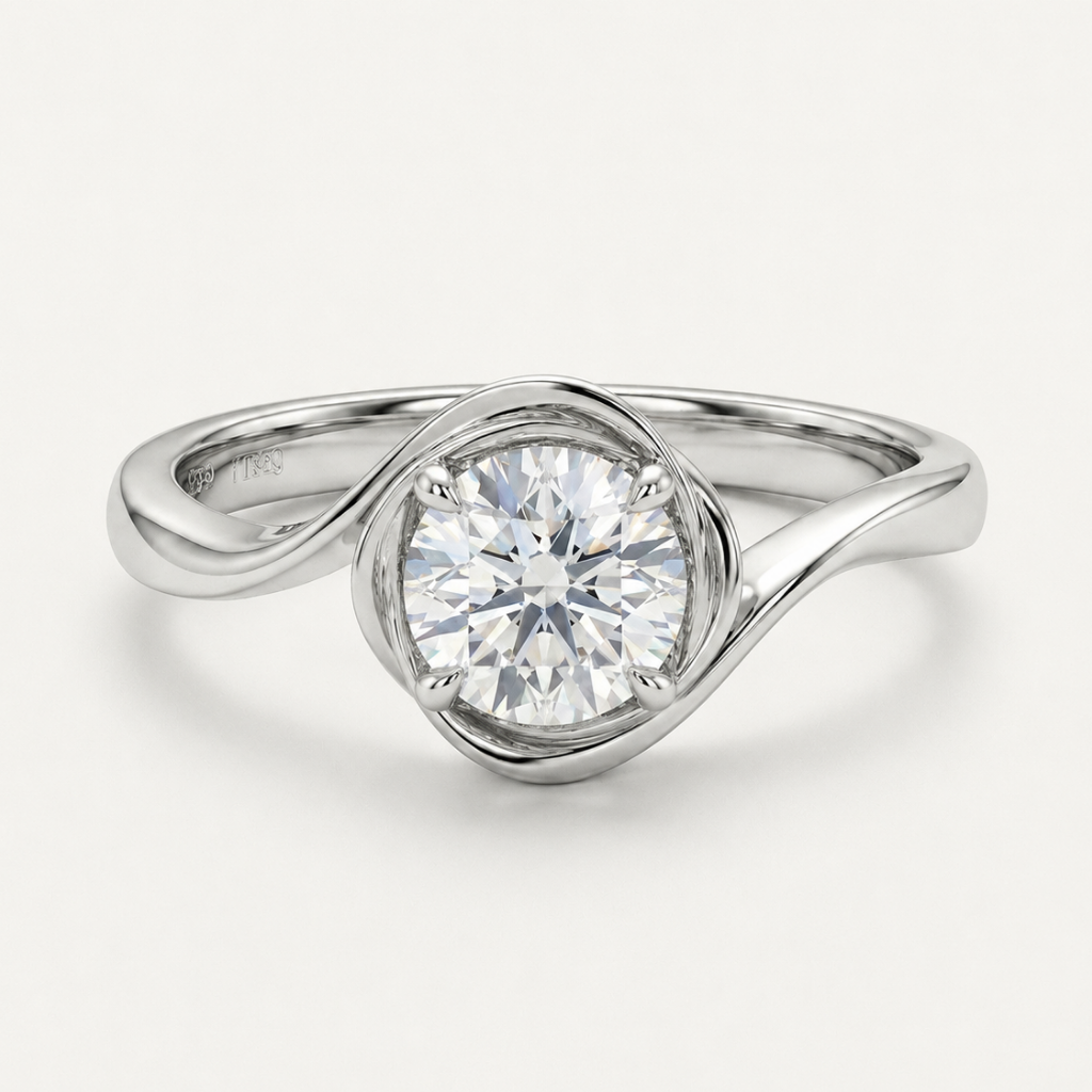 Swirling 4 Prong Ring
