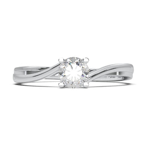 4 Prongs Swirl Band Ring