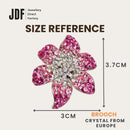 Glamourous Flower Brooch with Crystal From Europe, Brooch, Size Reference, Crystals from Europe, One-Year Warranty - Jewellery Direct Factory in alabaster background