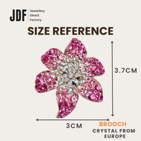 Glamourous Flower Brooch with Crystal From Europe, Brooch, Size Reference, Crystals from Europe, One-Year Warranty - Jewellery Direct Factory in alabaster background