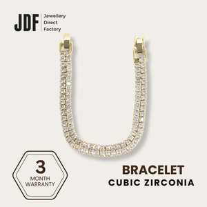 Angular Double-Row Bracelet with Cubic Zirconia, Crystal Bracelet, Gold, Cubic Zirconia, Three-Month Warranty - Jewellery Direct Factory in alabaster background