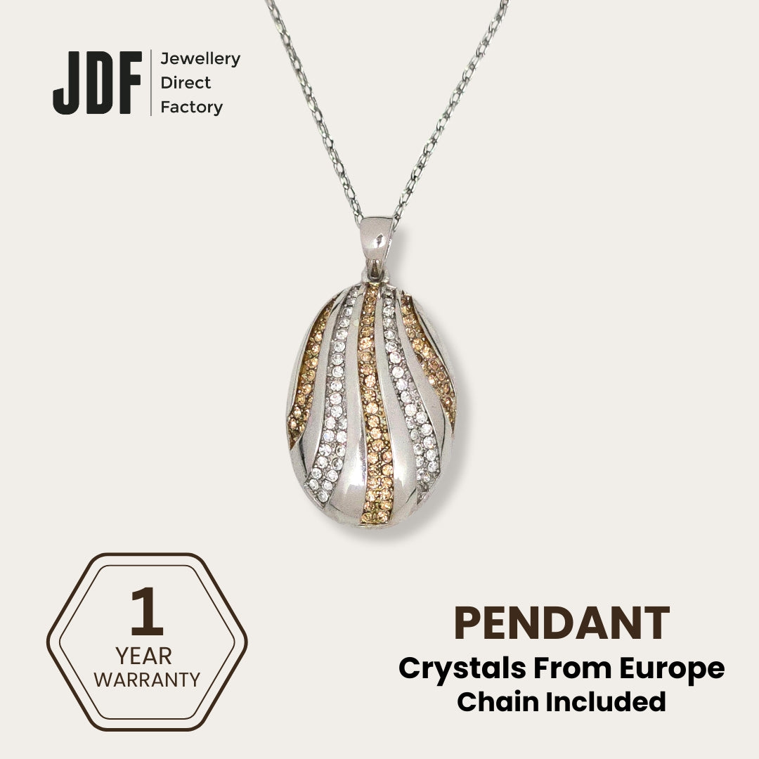 Atlantic Wave Pendant with Crystal From Europe, Crystal Pendant, Gold, Crystal From Europe, One-Year Warranty - Jewellery Direct Factory in alabaster background
