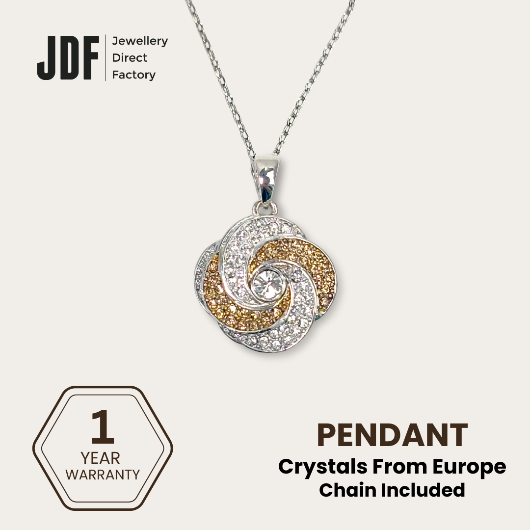 Blooming Rose Pendant with Crystal From Europe, Crystal Pendant, Gold, Crystal From Europe, One-Year Warranty - Jewellery Direct Factory in alabaster background