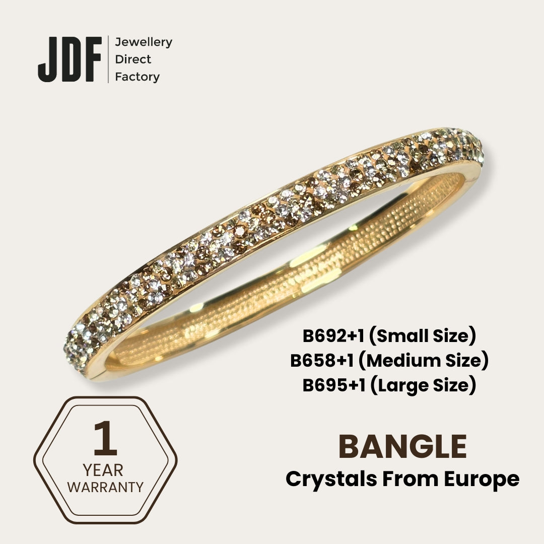 Sparkling European Crystal Bangle, Crystal Bangle, Gold, Crystal From Europe, One-Year Warranty - Jewellery Direct Factory in alabaster background