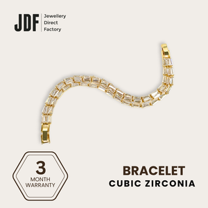Spiga Triple-Row Bracelet with Cubic Zirconia, Crystal Bracelet, Gold, Cubic Zirconia, Three-Month Warranty - Jewellery Direct Factory in alabaster background