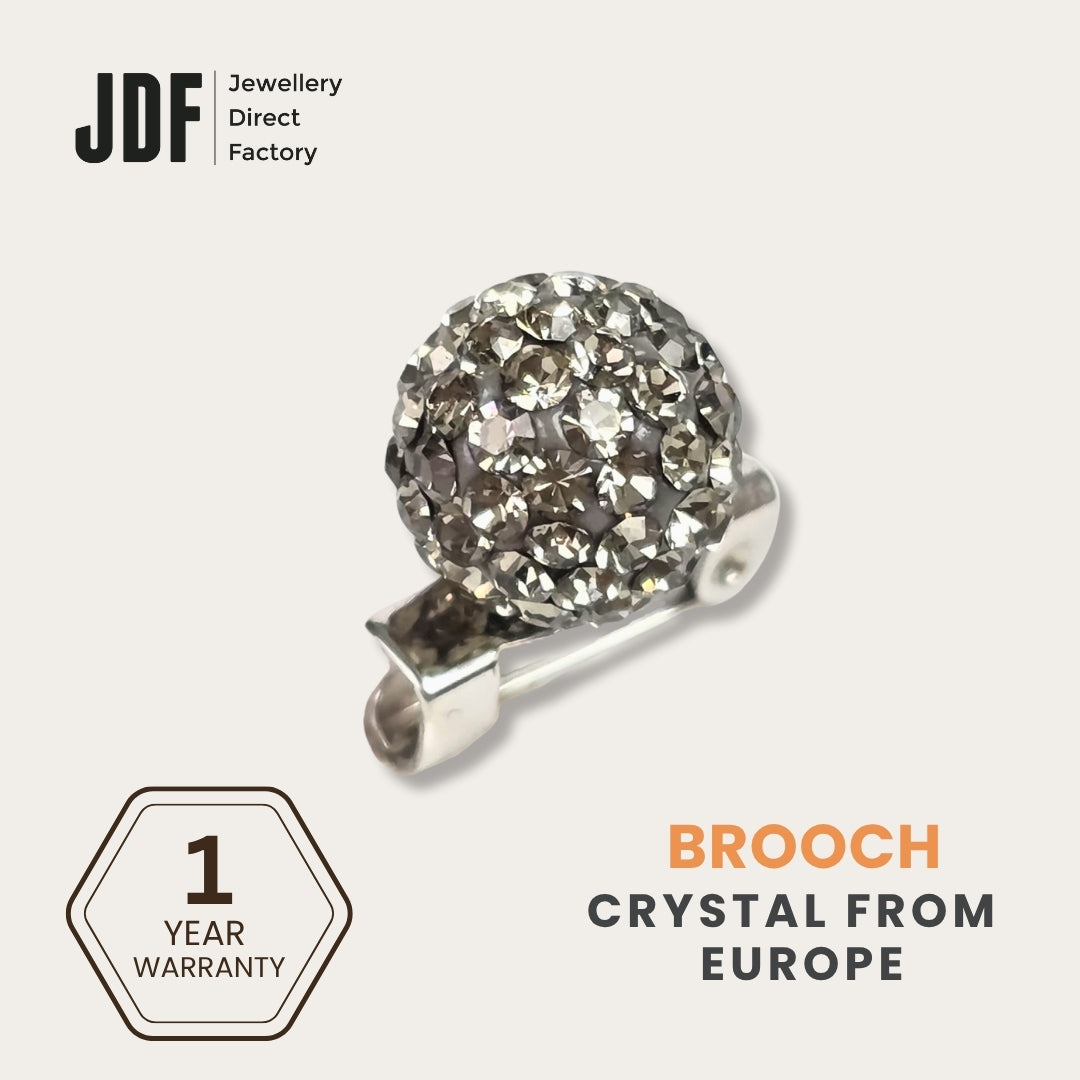 Lollipop Brooch with Crystal From Europe, Brooch, Gray, Crystals from Europe, One-Year Warranty - Jewellery Direct Factory in alabaster background