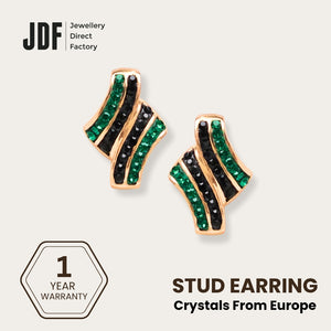 Elegance Twist Earrings with Crystals from Europe, Crystal Earrings, Green, Crystals from Europe, One-Year Warranty - Jewellery Direct Factory in alabaster background