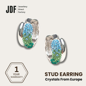Elegant Double Circle Stud Earrings with Crystals from Europe, Crystal Earrings, Green, Crystals from Europe, One-Year Warranty - Jewellery Direct Factory in alabaster background