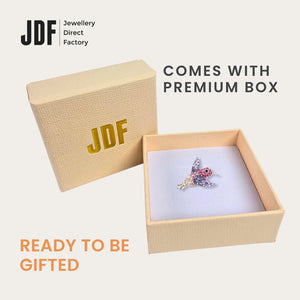 Hummingbird Brooch with Crystal From Europe, Brooch, Packaging Display, Crystals from Europe, One-Year Warranty - Jewellery Direct Factory in alabaster background