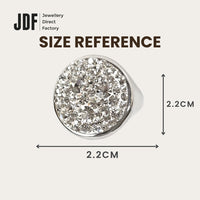 Infinity Shine Crystal Ring with Crystals From Europe, Crystal Ring, Size Reference, Crystals From Europe, One-Year Warranty - Jewellery Direct Factory in alabaster background
