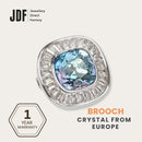 Elegant Square Brooch with Crystal From Europe, Brooch, Light Blue, Crystals from Europe, One-Year Warranty - Jewellery Direct Factory in alabaster background