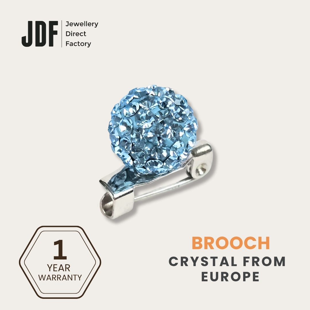 Lollipop Brooch with Crystal From Europe, Brooch, Light Blue, Crystals from Europe, One-Year Warranty - Jewellery Direct Factory in alabaster background