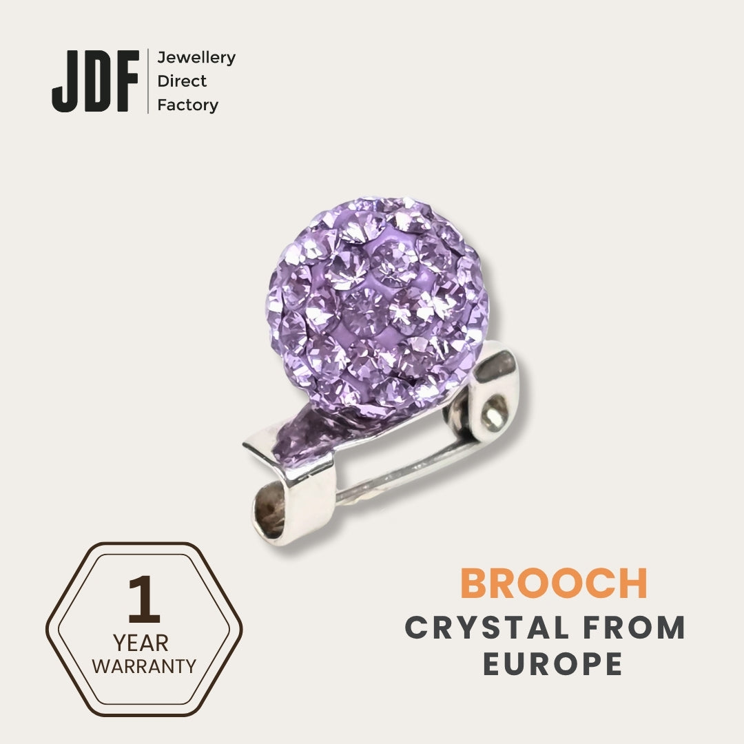 Lollipop Brooch with Crystal From Europe, Brooch, Light Purple, Crystals from Europe, One-Year Warranty - Jewellery Direct Factory in alabaster background