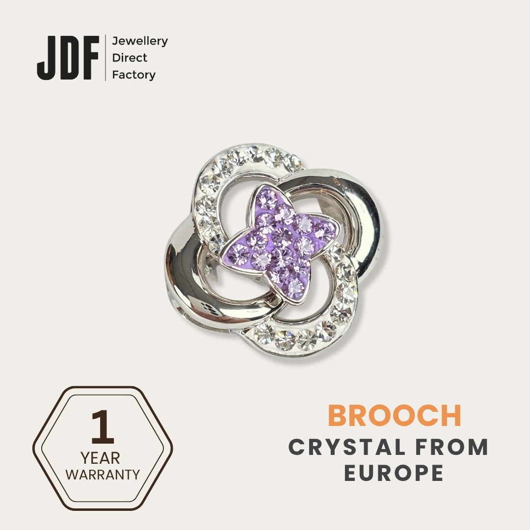 Spinning Petal Brooch with Crystals from Europe, Brooch, Light Purple, Crystals from Europe, One-Year Warranty - Jewellery Direct Factory in alabaster background