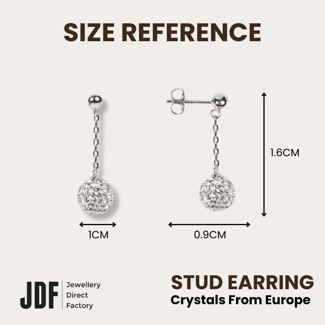 Lollipop Dangling Earrings with Crystals from Europe, Crystal Earrings, Size Reference, Crystals from Europe, One-Year Warranty - Jewellery Direct Factory in alabaster background