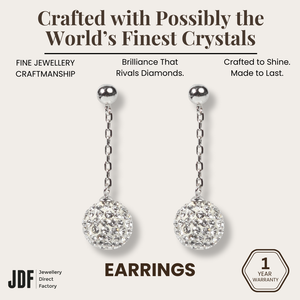 Lollipop Dangling Earrings with Crystals from Europe, Crystal Earrings, White, Crystals from Europe, One-Year Warranty - Jewellery Direct Factory in alabaster background