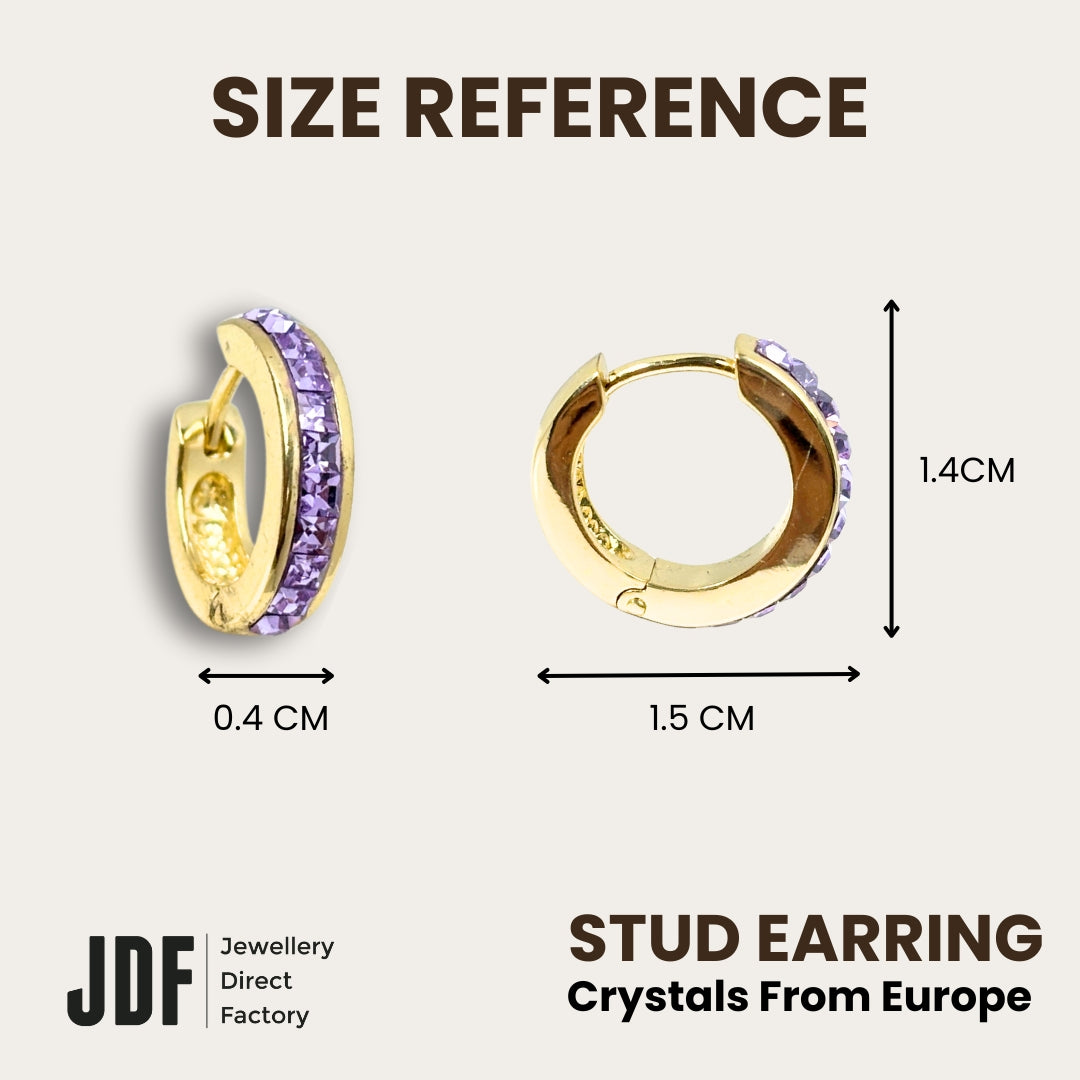 Luna Halo Convertible Earrings with Crystals From Europe, Crystal Earrings, Size Reference, Crystals From Europe, One-Year Warranty - Jewellery Direct Factory in alabaster background