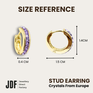 Luna Halo Convertible Earrings with Crystals From Europe, Crystal Earrings, Size Reference, Crystals From Europe, One-Year Warranty - Jewellery Direct Factory in alabaster background
