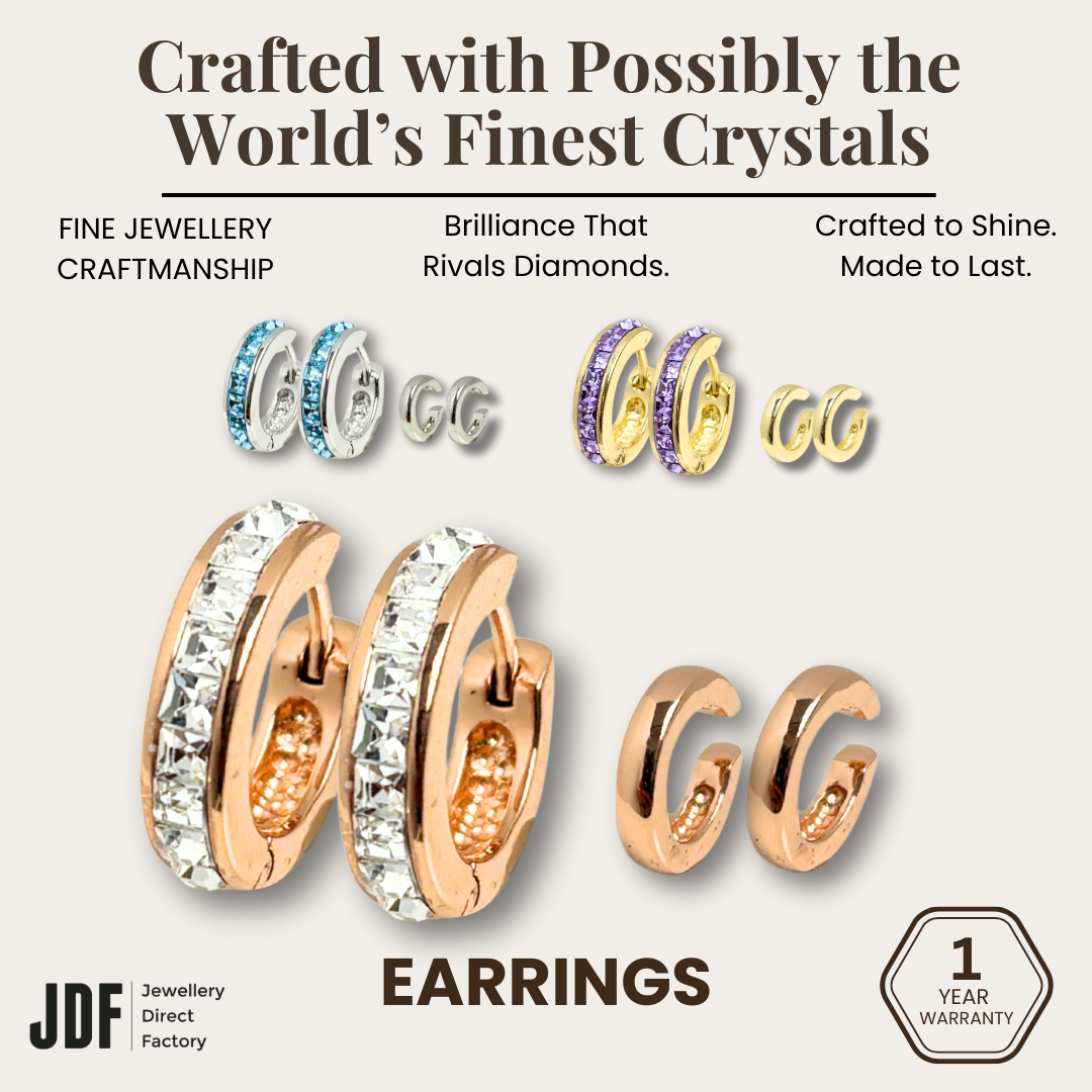 Luna Halo Convertible Earrings with Crystals From Europe, Crystal Earrings, Purple, Rose Gold, Light Blue, Crystals From Europe, One-Year Warranty - Jewellery Direct Factory in alabaster background