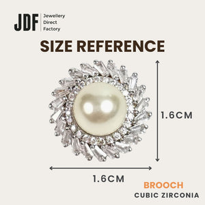 Marquise Pearl Brooch with Crystal From Europe, Brooch, Size Reference, Crystals from Europe, One-Year Warranty - Jewellery Direct Factory in alabaster background
